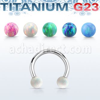 ucbeop4 titanium g23 circular barbell w 4mm synthetic opal balls