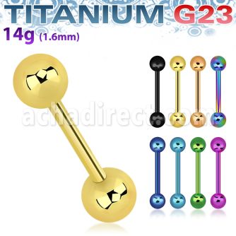 utbbg anodized titanium g23 nipple barbell with 6mm balls