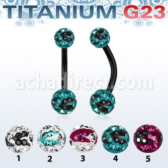 utbnfrsc black titanium banana w 56mm multicrystal zebra ball 