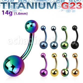utbng anodized titanium g23 belly banana with 5 8mm ball