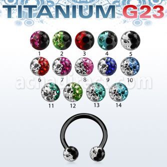 utcbfr3e anodized titanium g23 barbell with 3mm 2 color ball