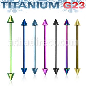 utincn anodized titanium g23 industrial barbell with 5mm cones