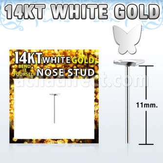 wysbt2 14kt white gold bend it nose stud with butterfly top