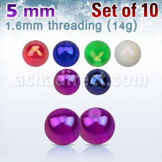 xabuvb5 set of of 5mm ab coated acrylic balls w 1.6mm threading