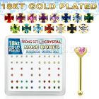 18bp14xm box of gold silver nose bones w 2mm prong set crystals