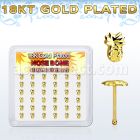 18bvpa36 box w silver nose bone 18k gold plating pineapple top