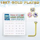 18nszbm silver nose bone w 18k gold plating prong set cz stone