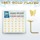 18sbtf36 box w gold plated silver nose studs w flying butterfly
