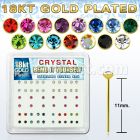 18y14xm gold plated silver bend it nose stud w 2mm crystal tops
