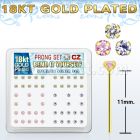 18yz25xm gold silver bend it nose studs with 2 5mm prong set cz