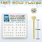 18yz2xc 18k gold plated silver bend it nose stud w 2mm clear cz