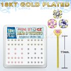 18yz2xm 18k gold plated silver bend it nose stud w prong set cz