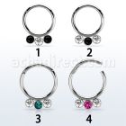 316l steel hinged segment ring 16g w alternating crystals