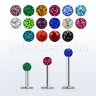 316l steel labret 18g w 3mm ferido multi crystal ball