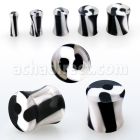 acpf solid acrylic double flared plug w black white swirl