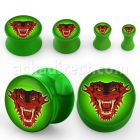 apgdrg poison green acrylic double flare logo plug with dragon