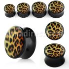 apgrr acrylic double flared plug with leopard fur logo