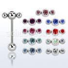 bb3jb 316l steel tongue barbell w 6 4mm tri jewel ball top