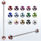 bb5c 316l steel industrial barbell with a 5mm multi crystals