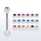 bbajb5 steel tongue barbell w top 5mm acrylic crystal ball