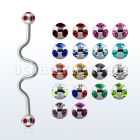 bbcj 316l steel industrial zigzag barbell w multi jewel ball