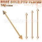 bbeittcn rose gold steel industrial barbell w 2 4mm cones