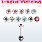 bber38b 316l steel tragus barbell w 3mm top lower 3mm ball
