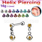 bber40 316l steel helix barbell with 4mm multi jewel ball