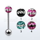 bbfr5d 316l steel tongue barbell with a 5mm tri line crystal