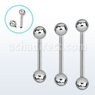 bbgin 316l steel tongue barbell with 6mm internal ball