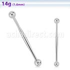bbindb 316l steel industrial barbell with a 5mm ball