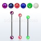 bbivab5 316l steel industrial barbell w 5mm ab acrylic ball