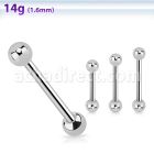 bbs 1 6mm 316l steel tongue barbell with two 5mm balls
