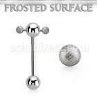 bbspnfo steel spinner tongue barbell w 2 3mm frosted steel balls