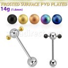bbspnfot steel spinner tongue barbell anodized frosted steel ball
