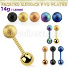 bbtfo6 anodized steel tongue barbell w 6mm frosted steel ball