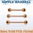 bbttb4 rose gold steel nipple barbell w 2 4mm balls
