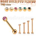 bbttjb25 rose gold steel eyebrow barbell w tiny 2.5mm jewel balls