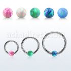 bcr14o4 316l steel ball closure ring 14g 4mm synthetic opal ball