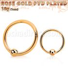 bcrtt18s rose gold 316l steel ball closure ring, w 2.5mm ball