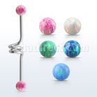 bdco4 316l steel industrial twister barbell w 4mm opal balls