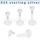 bilbdr clear bioflex labret 16g silver teardrop shape top