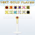 bilbqzrg bioflex labret w gold silver top w square 2mm prong cz