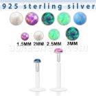 bilo bio flex labret w silver top w 1.5 3 mm synthetic opal