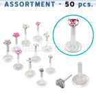 blk117 bio flex labret with silver top with 3mm prong cz