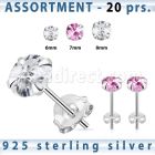 blk262m silver earring stud with round checkered cut cz