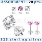 blk263m silver earring stud with square checkeredcut cz