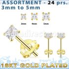 blk265s 18k gold plated silver ear stud with 3 5mm square cz
