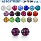 blk314 3mm multi crystal ball with threading resin cover
