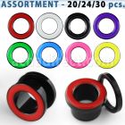 blk458 acrylic screw fit flesh tunnel with colored rim